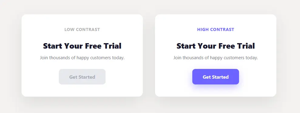 Example of a high-contrast CTA button color on a web page